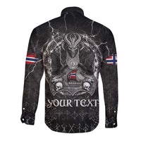 Personalized Norway Viking Long Sleeve Button Shirt Odin's Raven Legacy - Wonder Print Shop