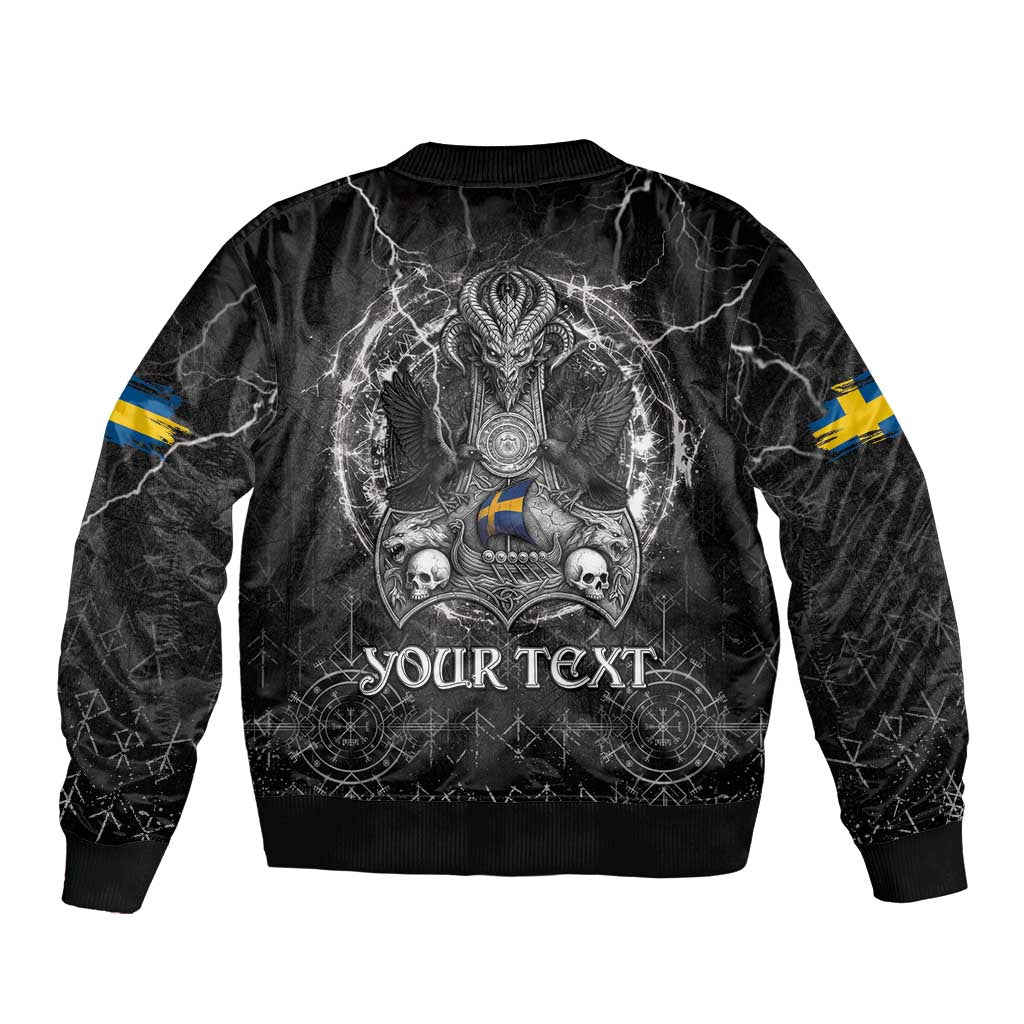 Personalized Sweden Viking Bomber Jacket Odin's Raven Legacy - Wonder Print Shop