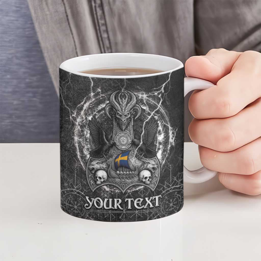 Personalized Sweden Viking Ceramic Mug Odin's Raven Legacy - Wonder Print Shop