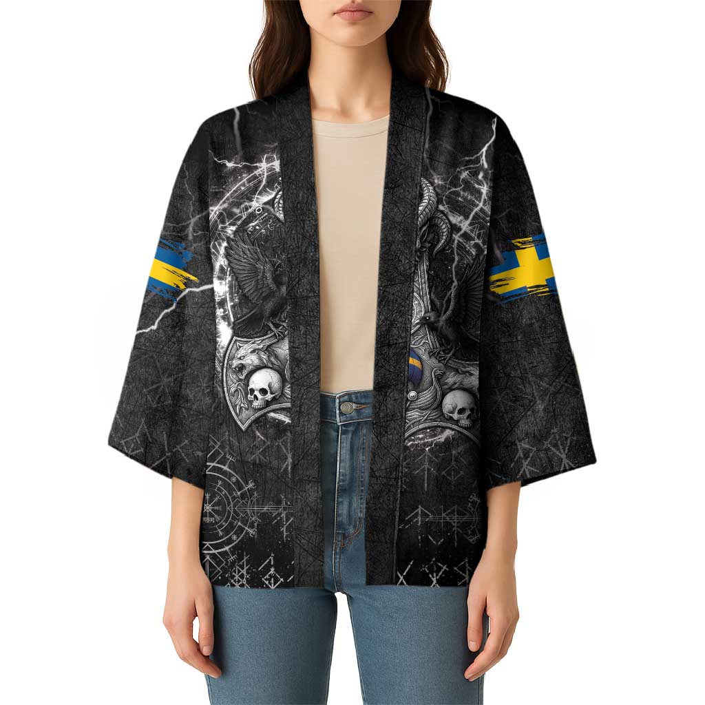 Personalized Sweden Viking Kimono Odin's Raven Legacy - Wonder Print Shop