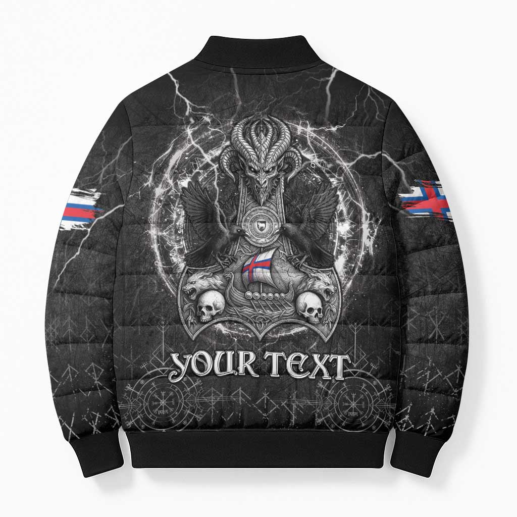 Personalized Faroe Islands Viking Bomber Puffer Jacket Odin's Raven Legacy - Wonder Print Shop
