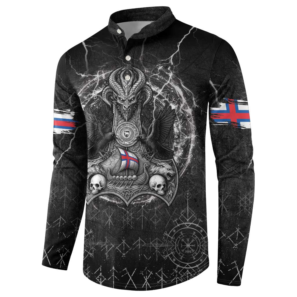 Personalized Faroe Islands Viking Button Sweatshirt Odin's Raven Legacy - Wonder Print Shop