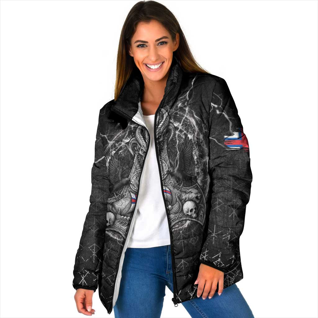 Personalized Faroe Islands Viking Padded Jacket Odin's Raven Legacy - Wonder Print Shop