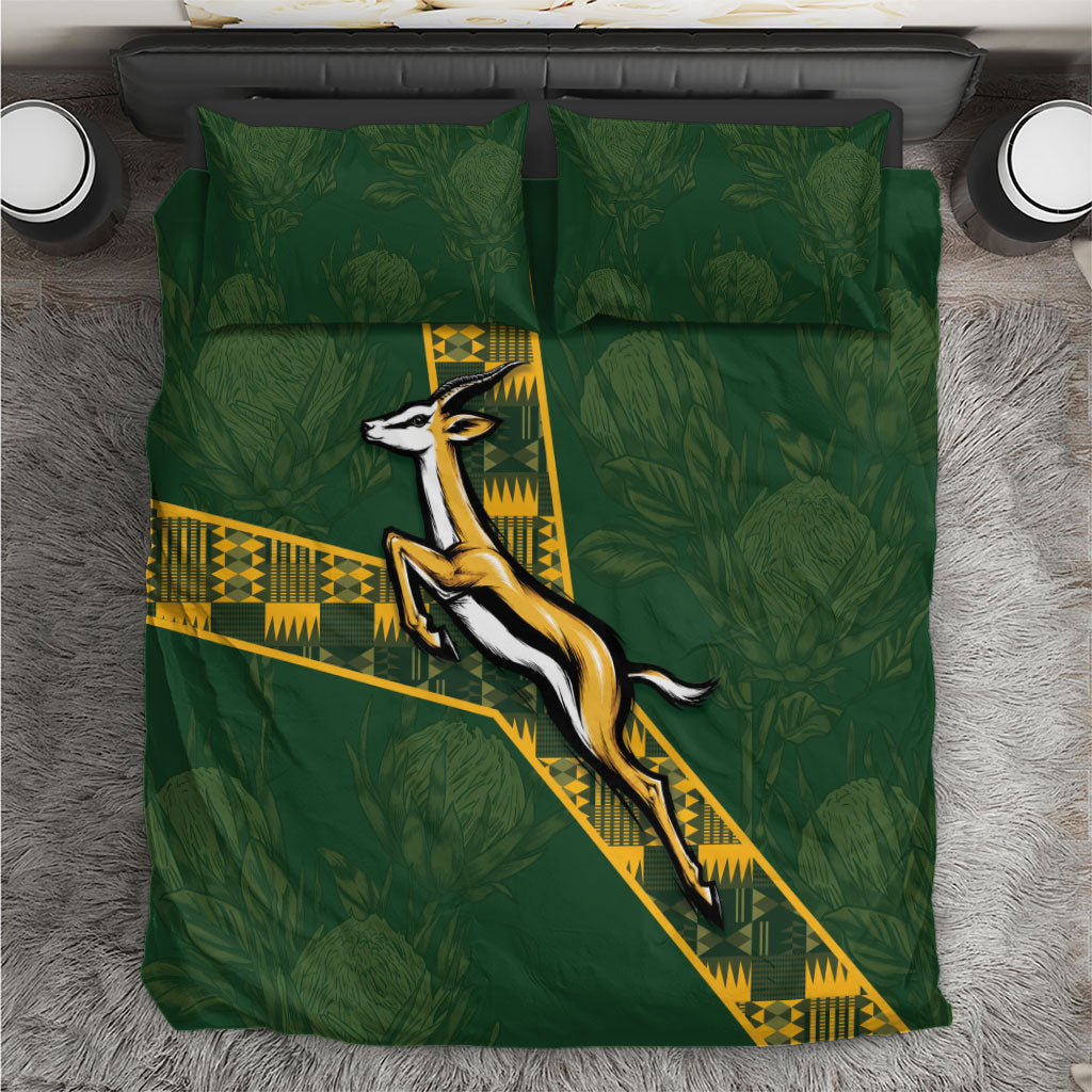 Rugby South Africa Bedding Set Go Bokke With Protea Pattern