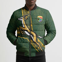 Custom Rugby South Africa Bomber Puffer Jacket Go Bokke With Protea Pattern
