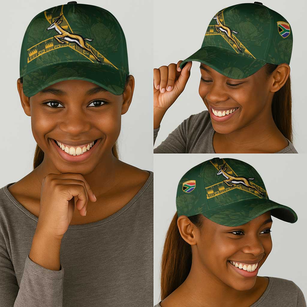 South Africa Rugby Classic Cap Go Bokke With Protea Pattern