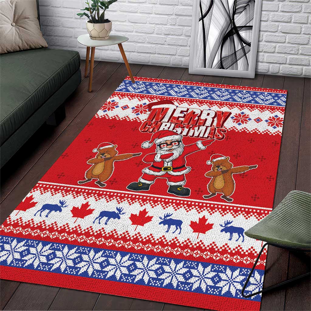 Canada Christmas Area Rug Dabbing Santa Groundhog Funny Style LT05 - Wonder Print Shop