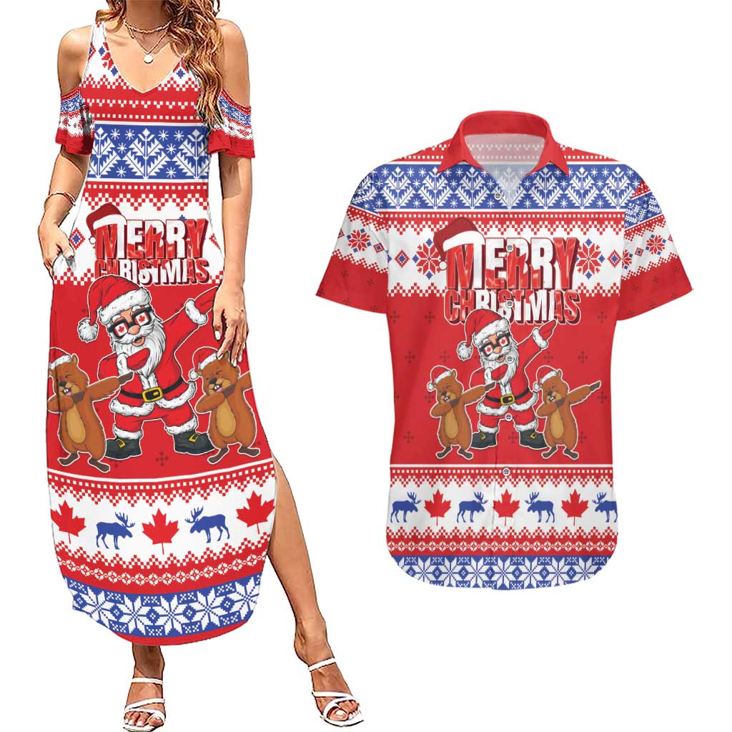 Canada Christmas Couples Matching Summer Maxi Dress and Hawaiian Shirt Dabbing Santa Groundhog Funny Style LT05 - Wonder Print Shop