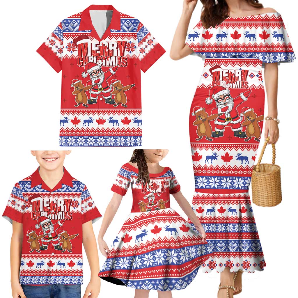 Canada Christmas Family Matching Mermaid Dress and Hawaiian Shirt Dabbing Santa Groundhog Funny Style LT05 - Wonder Print Shop