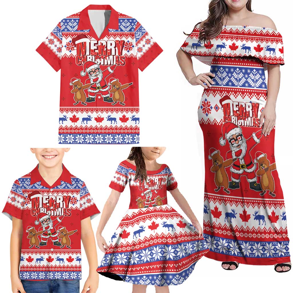 Canada Christmas Family Matching Off Shoulder Maxi Dress and Hawaiian Shirt Dabbing Santa Groundhog Funny Style LT05 - Wonder Print Shop