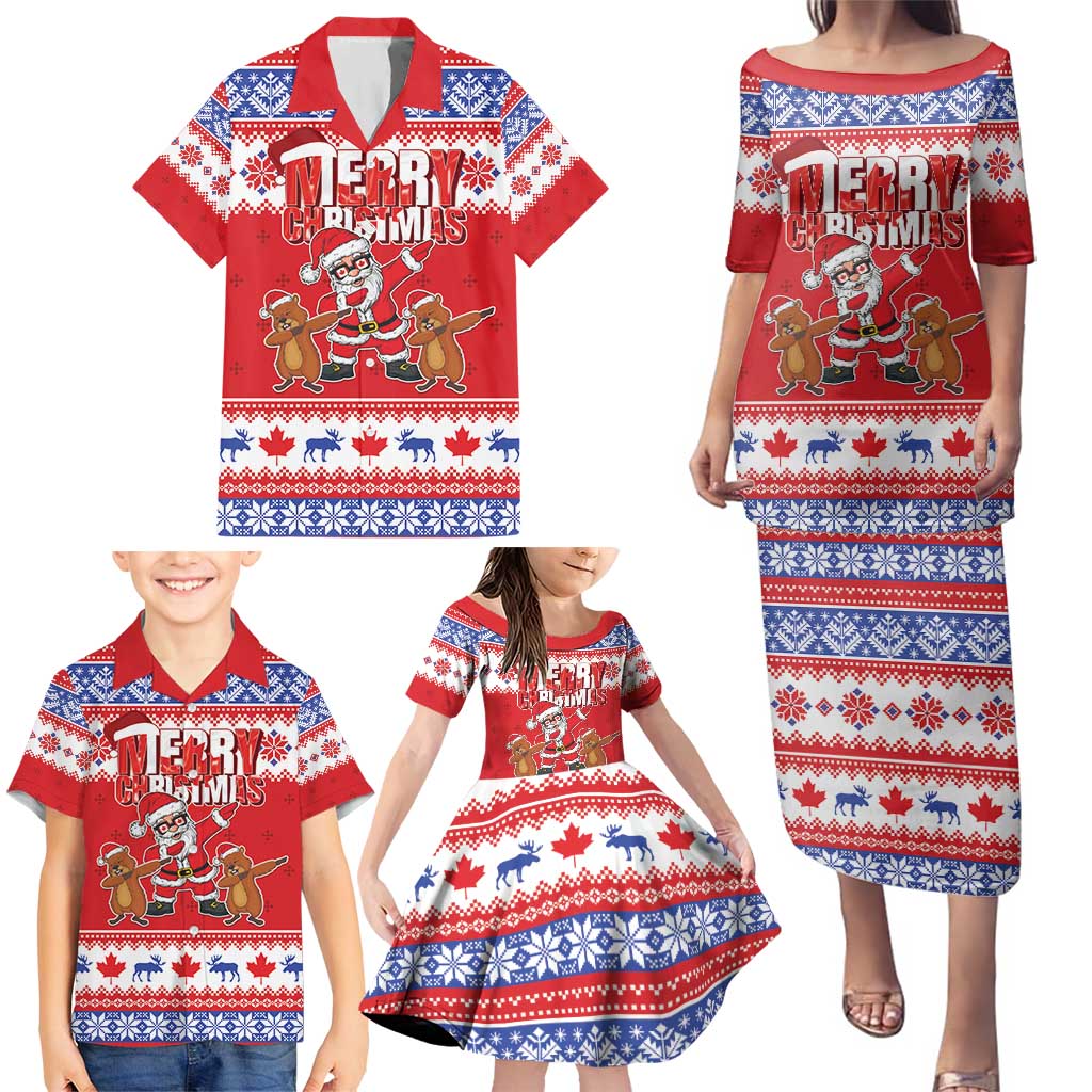 Canada Christmas Family Matching Puletasi and Hawaiian Shirt Dabbing Santa Groundhog Funny Style LT05 - Wonder Print Shop