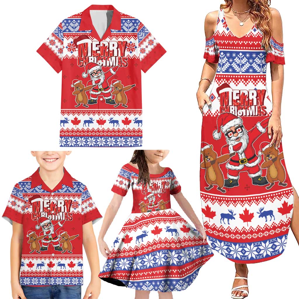 Canada Christmas Family Matching Summer Maxi Dress and Hawaiian Shirt Dabbing Santa Groundhog Funny Style LT05 - Wonder Print Shop