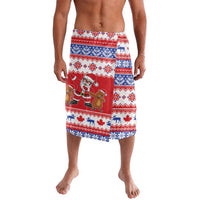 Christmas lavalava with Santa and groundhog graphic, red white blue festive pattern