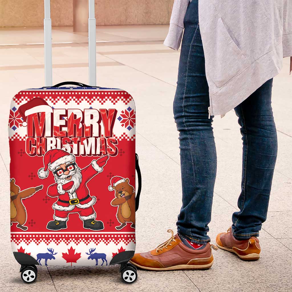 Canada Christmas Luggage Cover Dabbing Santa Groundhog Funny Style LT05 - Wonder Print Shop