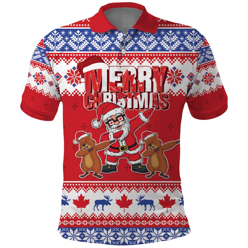 Canada Christmas Polo Shirt Dabbing Santa Groundhog Funny Style LT05 - Wonder Print Shop