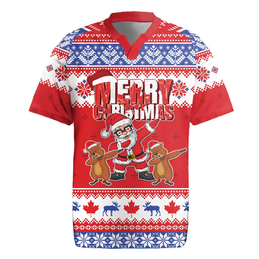 Canada Christmas Rugby Jersey Dabbing Santa Groundhog Funny Style