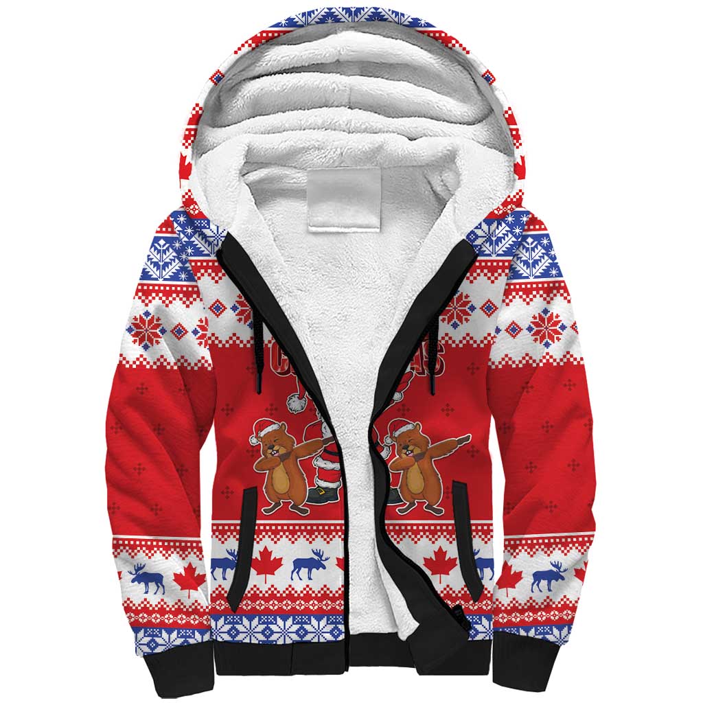 Canada Christmas Sherpa Hoodie Dabbing Santa Groundhog Funny Style