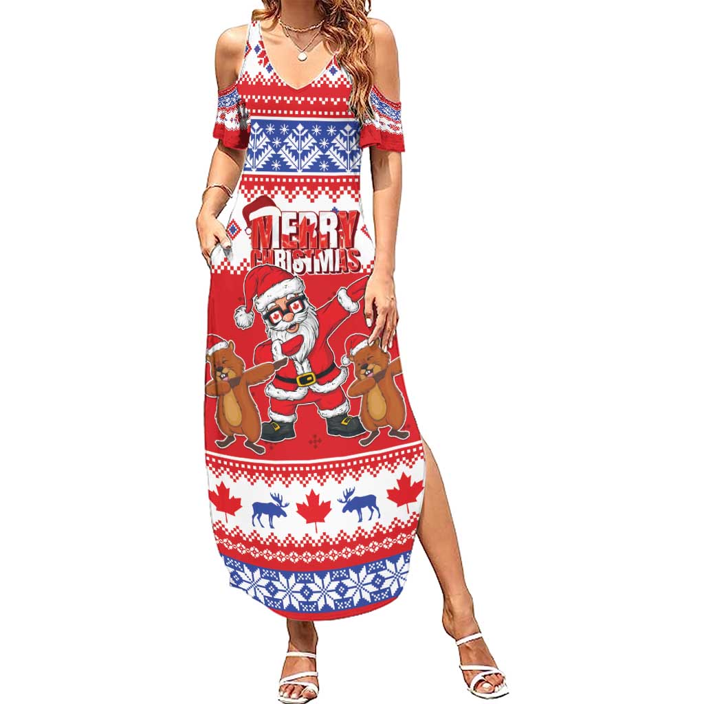 Canada Christmas Summer Maxi Dress Dabbing Santa Groundhog Funny Style