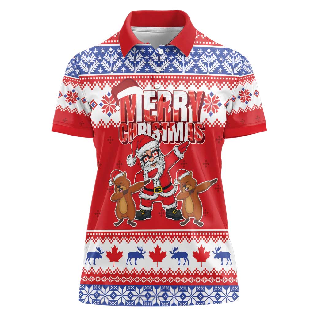 Canada Christmas Women Polo Shirt Dabbing Santa Groundhog Funny Style