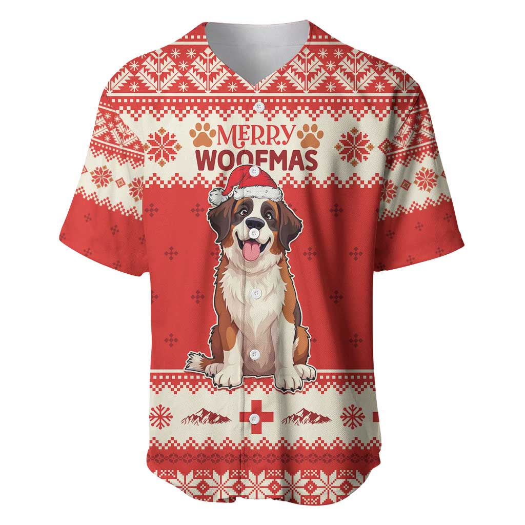 Switzerland Christmas Baseball Jersey Cute Saint Bernard Merry Woofmas LT05 - Wonder Print Shop