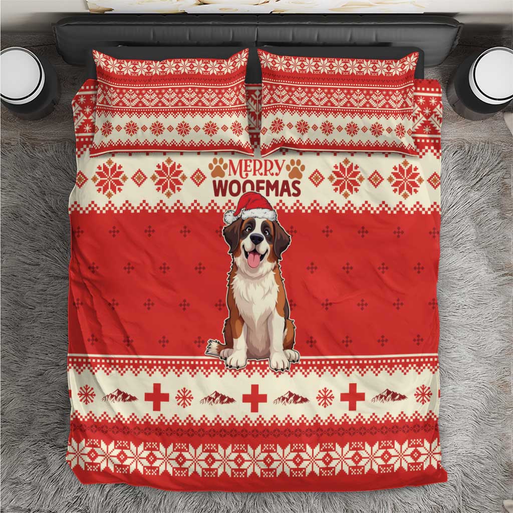 Switzerland Christmas Bedding Set Cute Saint Bernard Merry Woofmas LT05 - Wonder Print Shop