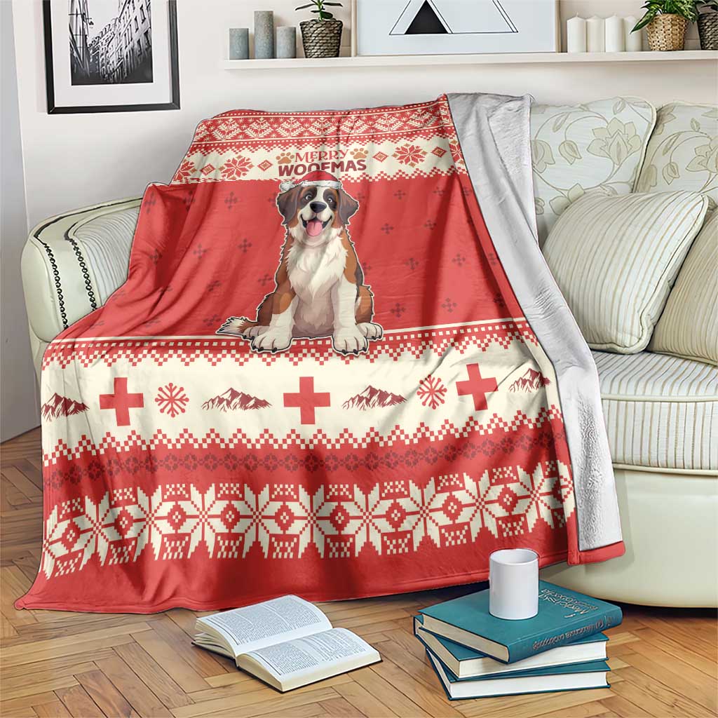 Switzerland Christmas Blanket Cute Saint Bernard Merry Woofmas