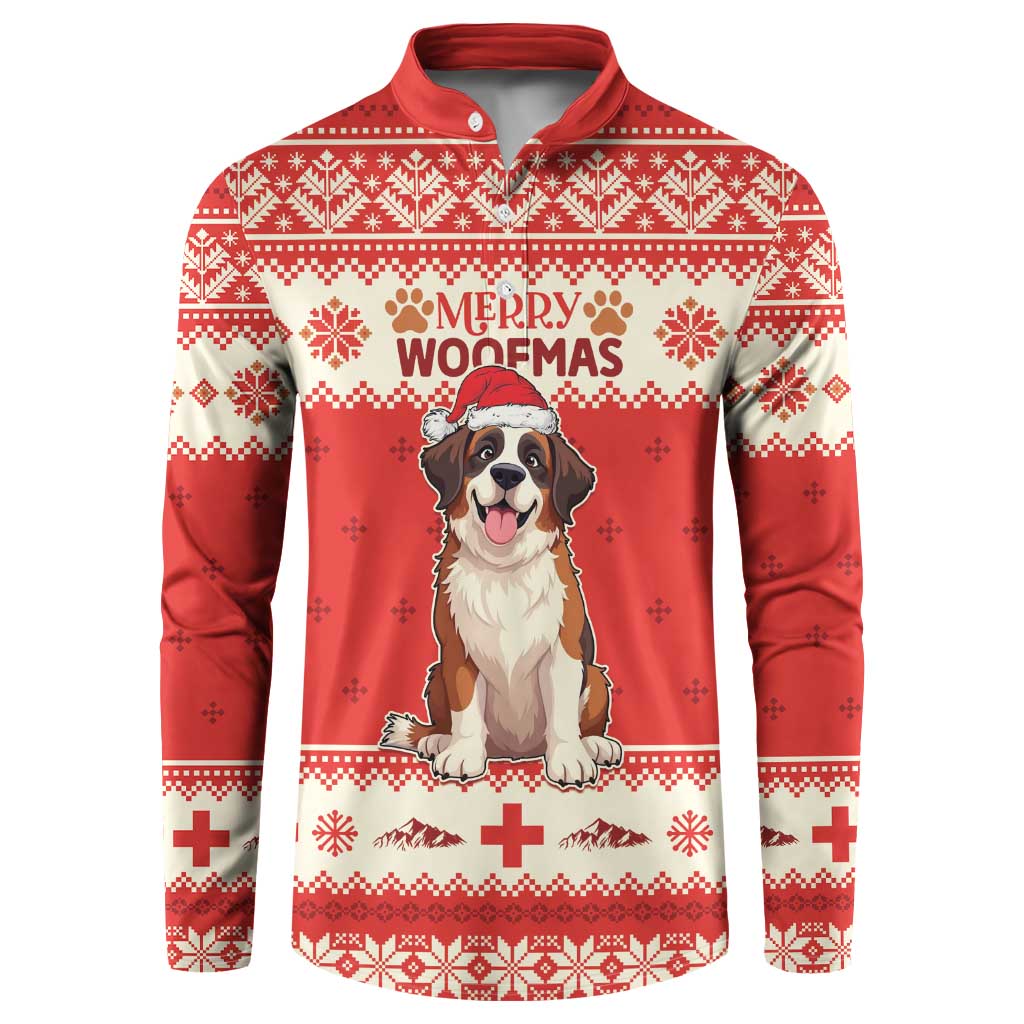 Switzerland Christmas Button Sweatshirt Cute Saint Bernard Merry Woofmas LT05 - Wonder Print Shop