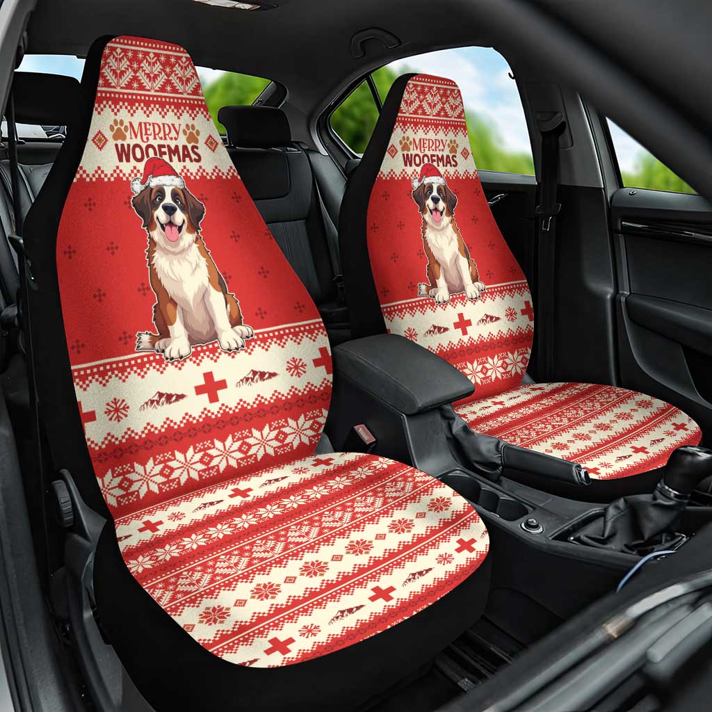 Switzerland Christmas Car Seat Cover Cute Saint Bernard Merry Woofmas LT05 - Wonder Print Shop