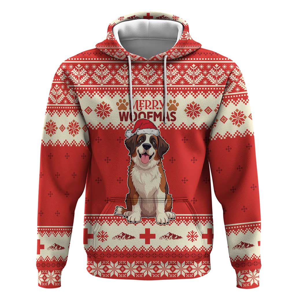 Switzerland Christmas Hoodie Cute Saint Bernard Merry Woofmas LT05 - Wonder Print Shop