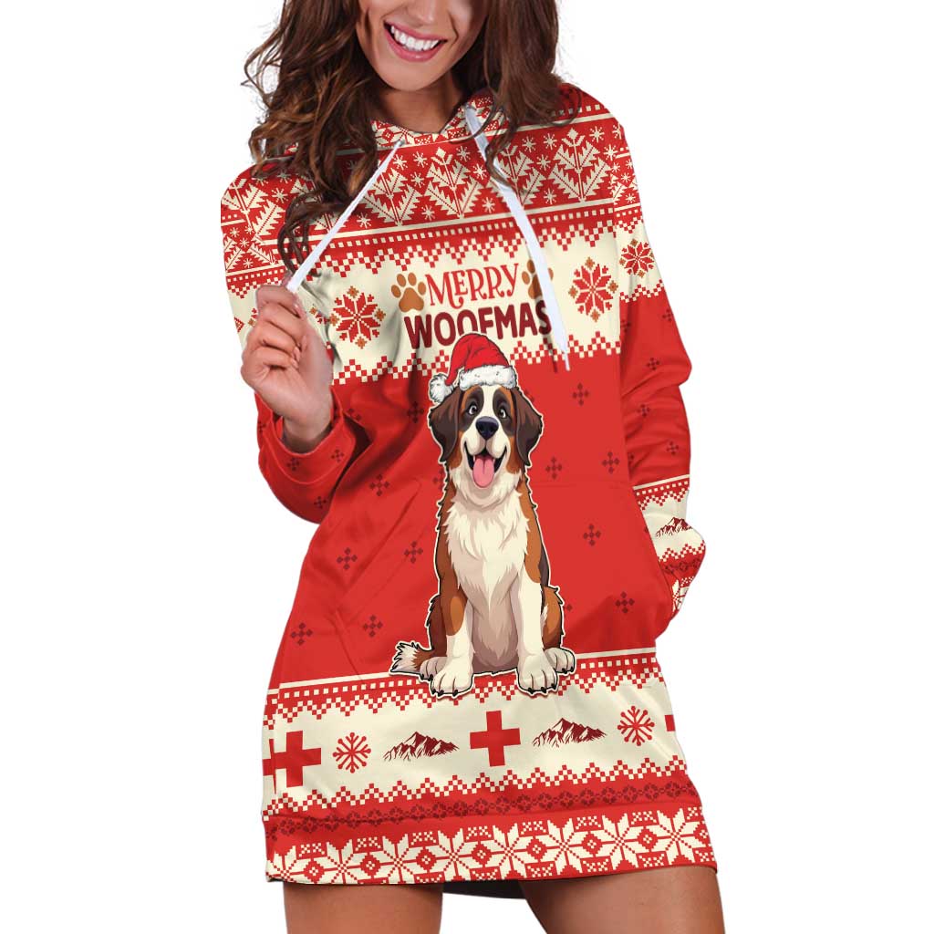 Switzerland Christmas Hoodie Dress Cute Saint Bernard Merry Woofmas LT05 - Wonder Print Shop