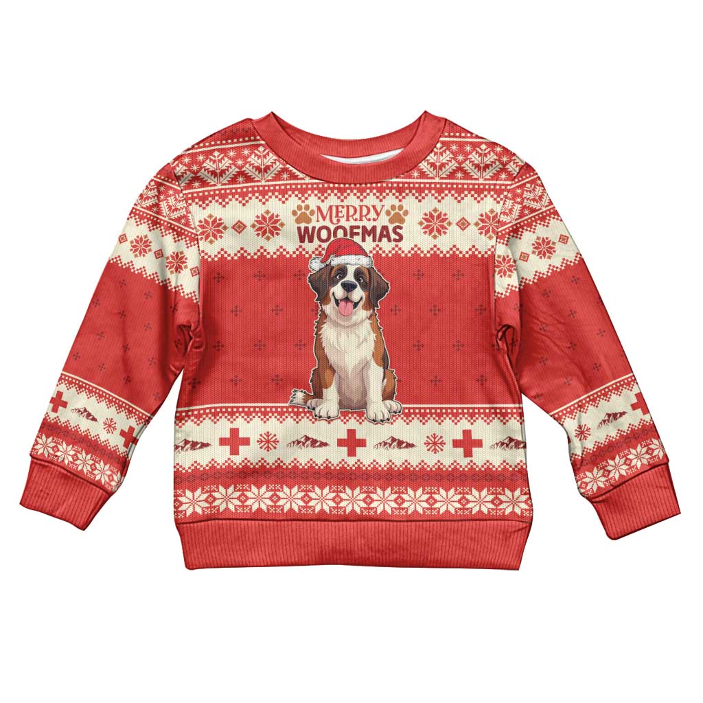 Switzerland Christmas Kid Ugly Christmas Sweater Cute Saint Bernard Merry Woofmas LT05 - Wonder Print Shop