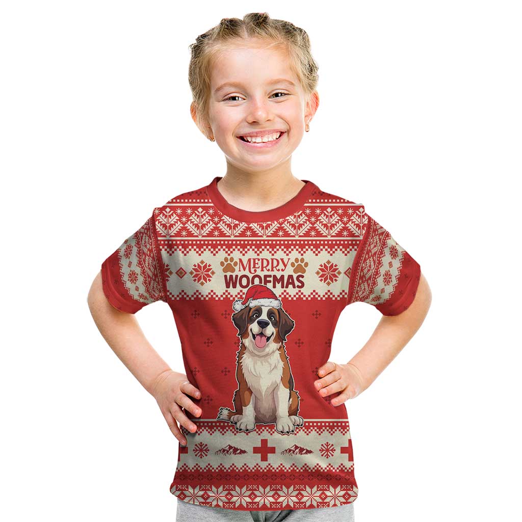 Switzerland Christmas Kid T Shirt Cute Saint Bernard Merry Woofmas LT05 - Wonder Print Shop