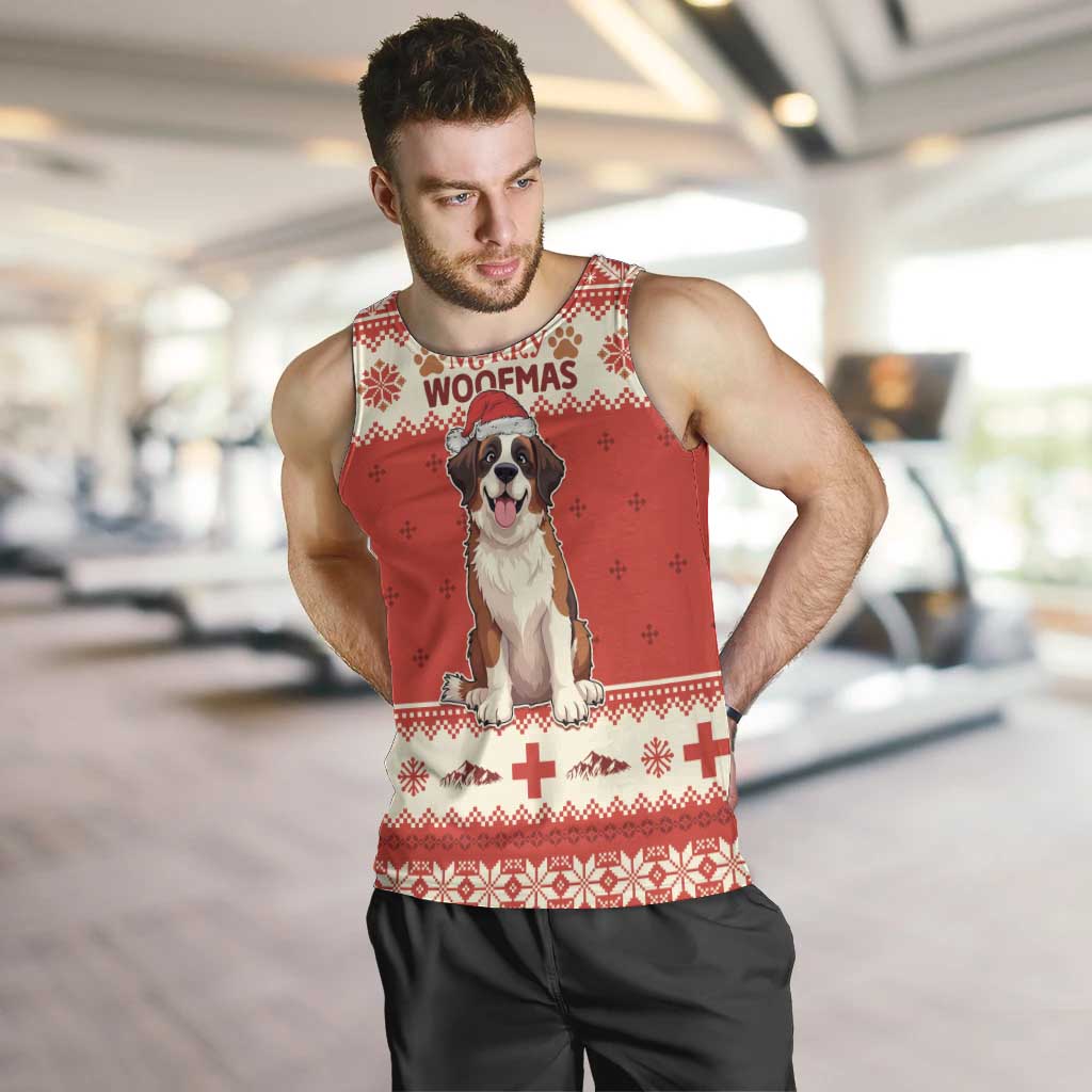 Switzerland Christmas Men Tank Top Cute Saint Bernard Merry Woofmas LT05 - Wonder Print Shop