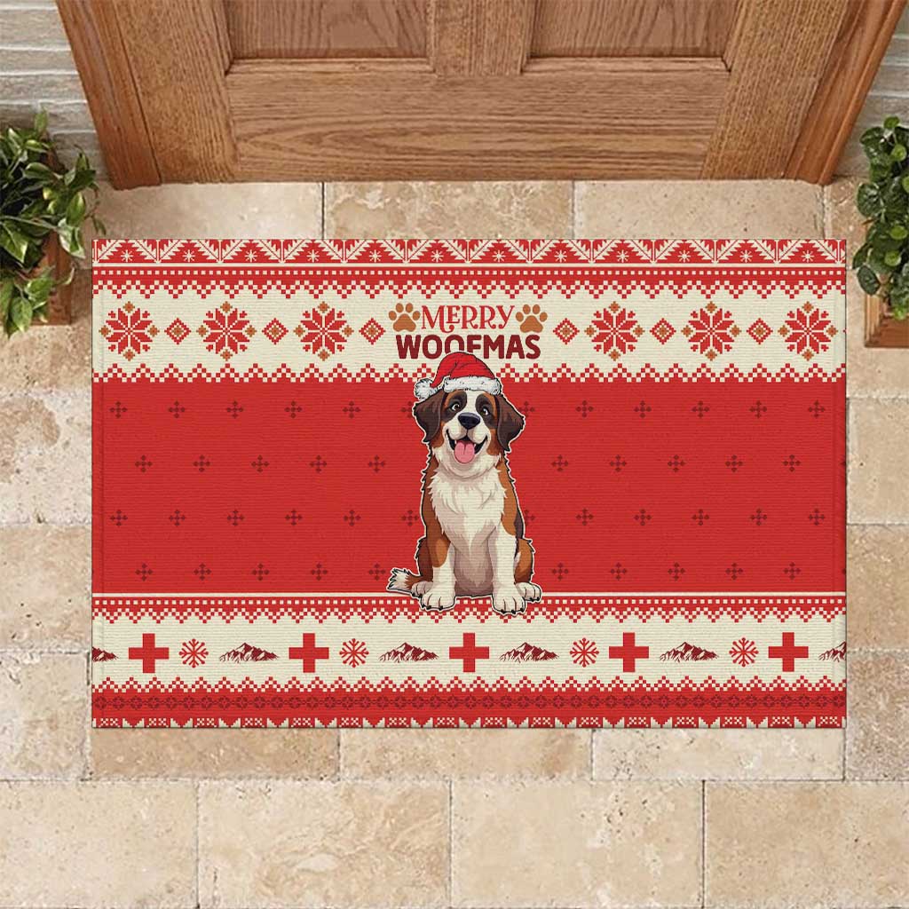 Switzerland Christmas Rubber Doormat Cute Saint Bernard Merry Woofmas LT05 - Wonder Print Shop