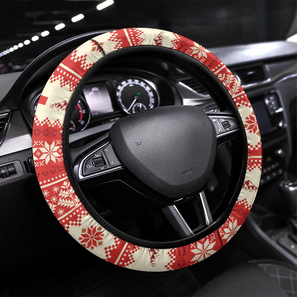 Switzerland Christmas Steering Wheel Cover Cute Saint Bernard Merry Woofmas