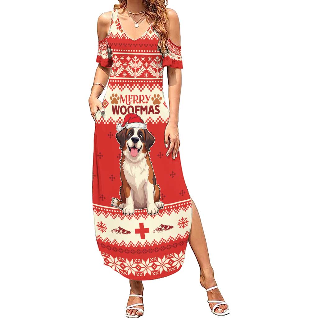 Switzerland Christmas Summer Maxi Dress Cute Saint Bernard Merry Woofmas