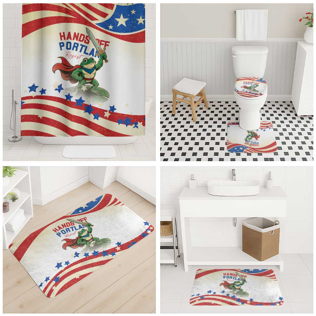 Hands Off Portland Bathroom Set Resist Frog - Wonder Print Shop