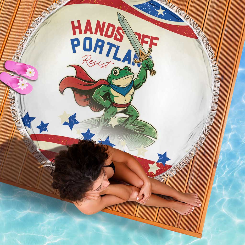 Hands Off Portland Beach Blanket Resist Frog - Wonder Print Shop