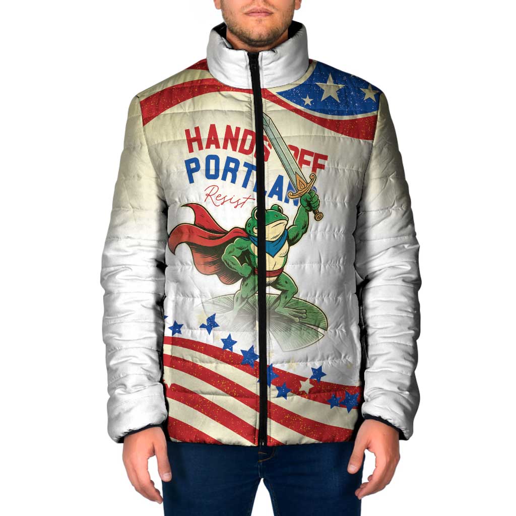 Hands Off Portland Padded Jacket Resist Frog - Wonder Print Shop
