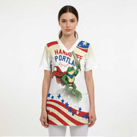 Hands Off Portland Scrub Top Resist Frog - Wonder Print Shop