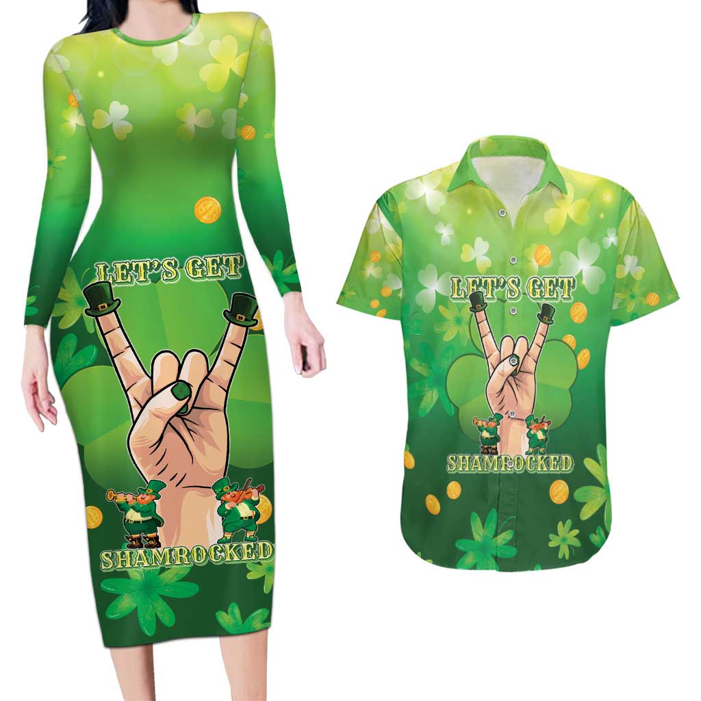 St Patrick's Day Couples Matching Long Sleeve Bodycon Dress and Hawaiian Shirt Ready To Shamrock