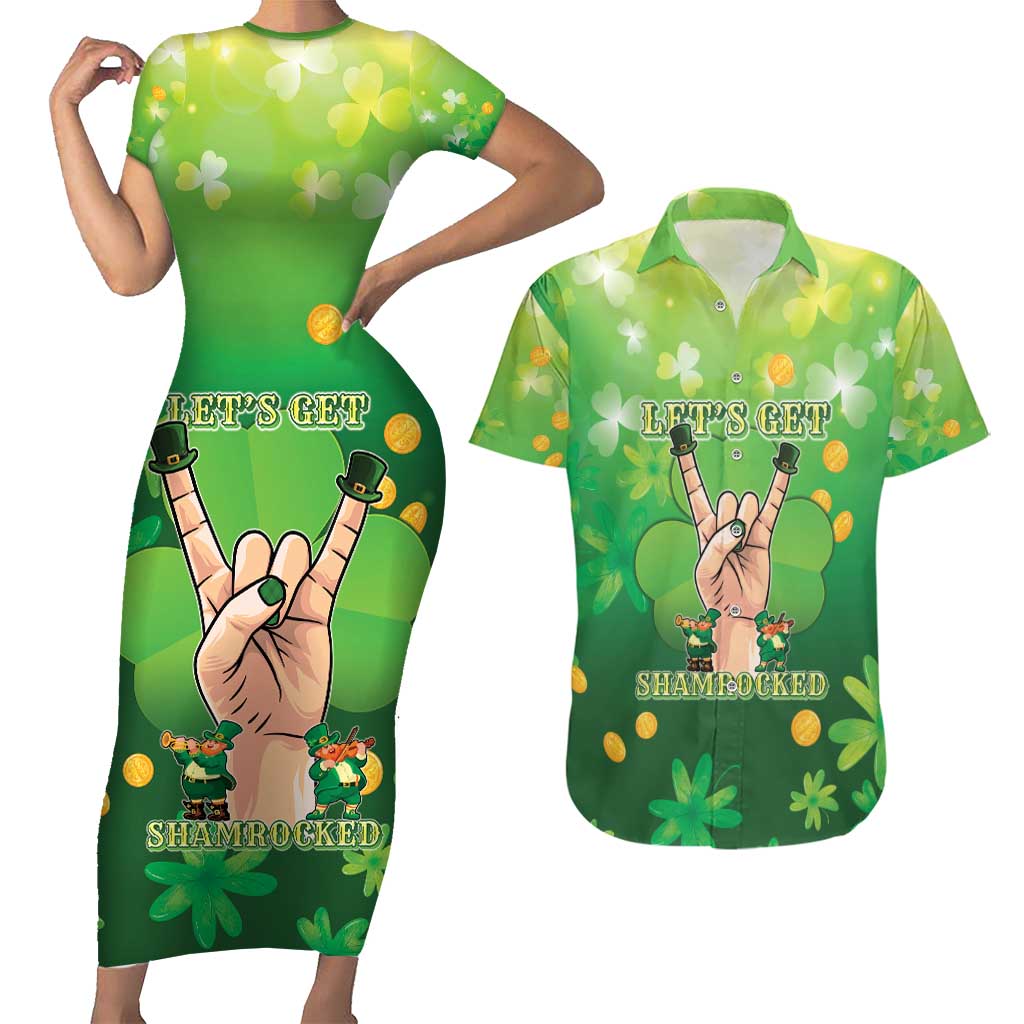 St Patrick's Day Couples Matching Short Sleeve Bodycon Dress and Hawaiian Shirt Ready To Shamrock