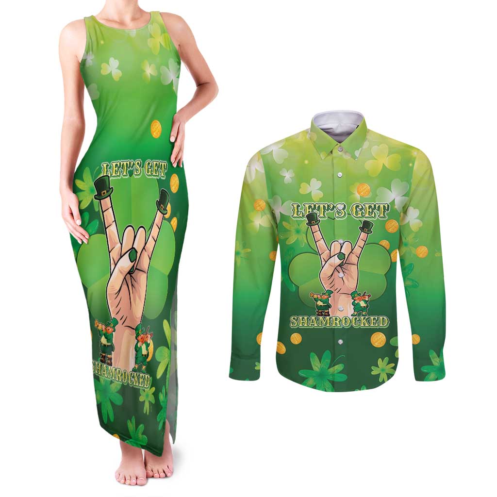 St Patrick's Day Couples Matching Tank Maxi Dress and Long Sleeve Button Shirt Ready To Shamrock