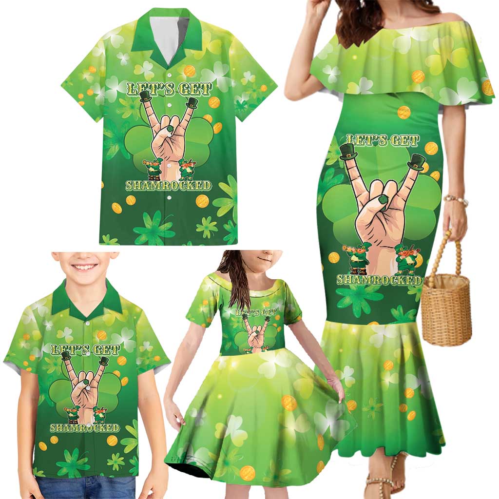 St Patrick's Day Family Matching Mermaid Dress and Hawaiian Shirt Ready To Shamrock