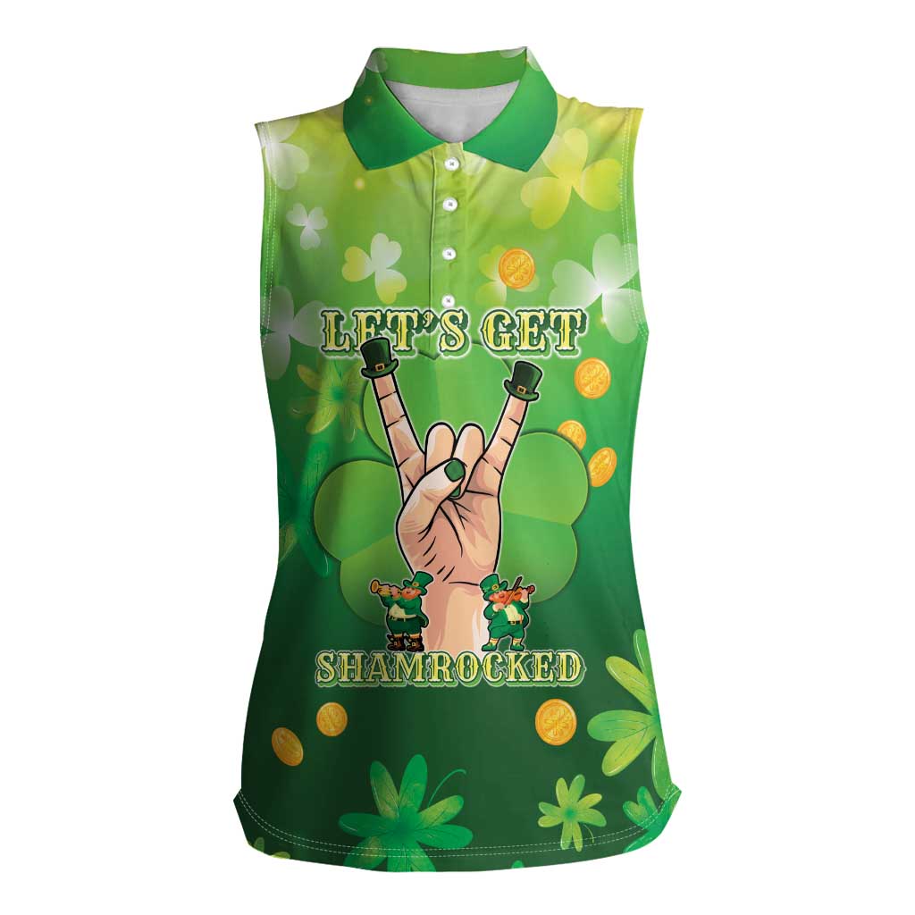 St Patrick's Day Women Sleeveless Polo Shirt Ready To Shamrock