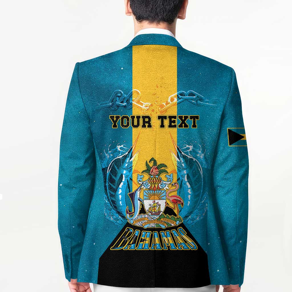 Personalized Bahamas Emancipation Day Blazer Blue Marlin With Coat Of Arms - Wonder Print Shop