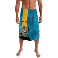 Personalized Bahamas Emancipation Day Lavalava Blue Marlin With Coat Of Arms - Wonder Print Shop