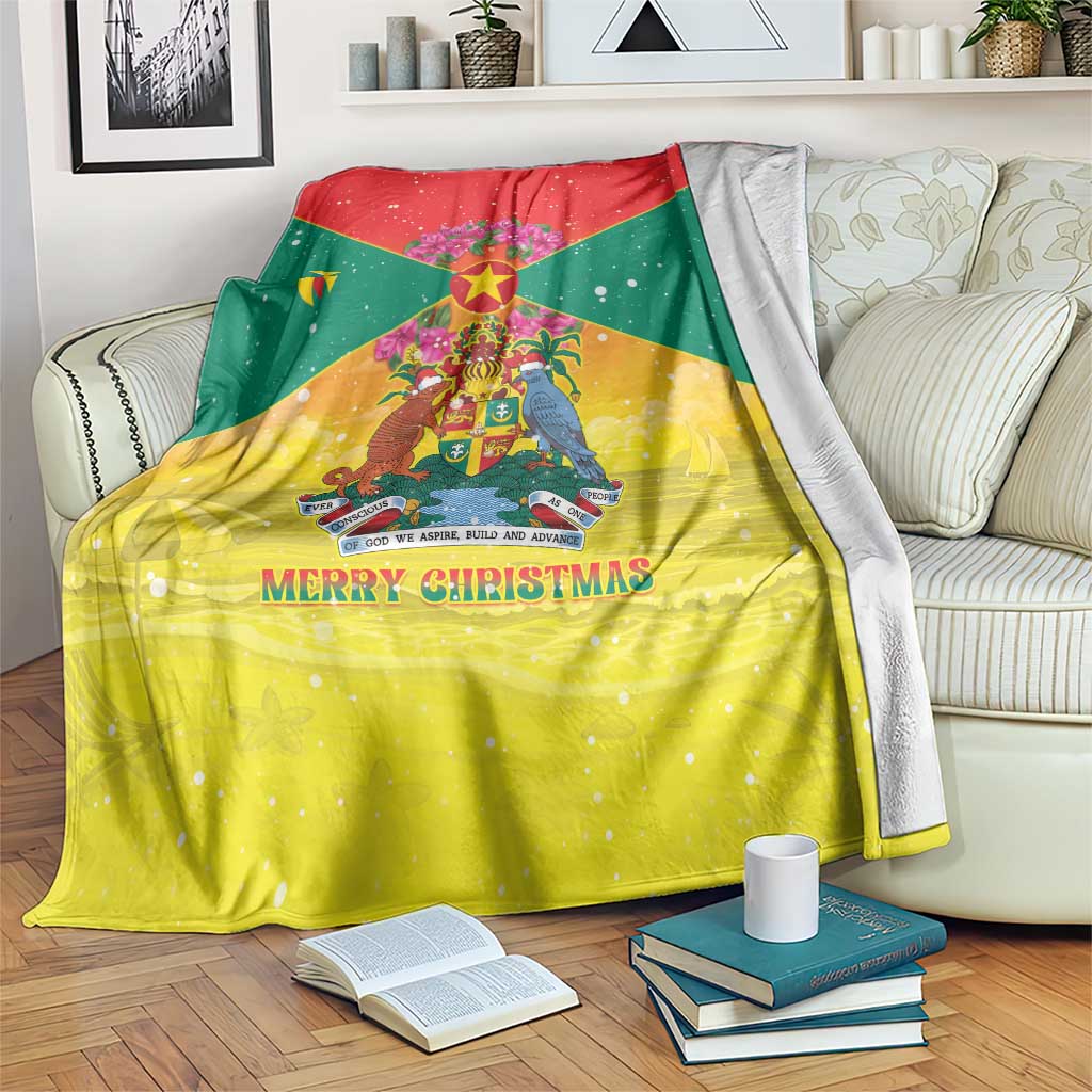 Grenada Christmas Blanket Coat Of Arms Bougainvillea Wreath - Wonder Print Shop