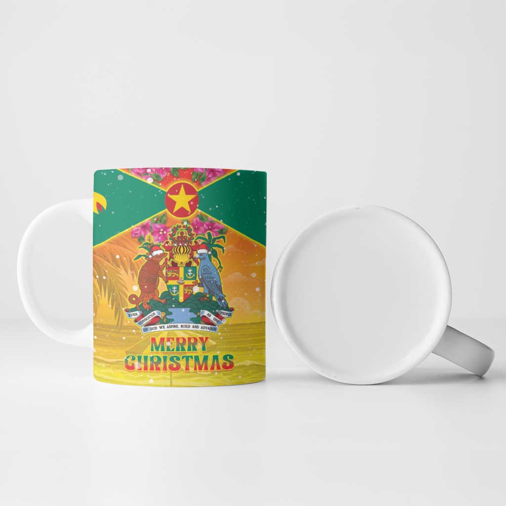 Personalized Grenada Christmas Ceramic Mug Coat Of Arms Bougainvillea Wreath - Wonder Print Shop