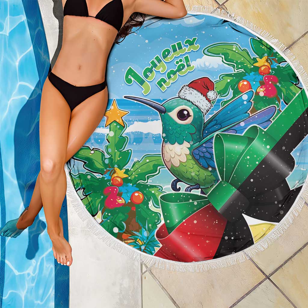 Martinique Christmas Beach Blanket Santa Hummingbird - Wonder Print Shop